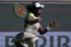 Victoria Mboko, of Canada, returns a shot against Aryna Sabalenka, of Belarus, during a quarterfinal match at the BNP Paribas Open tennis tournament, Thursday, March 12, 2026, in Indian Wells, Calif. (AP Photo/Mark J. Terrill)