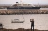 The hantavirus-stricken cruise ship MV Hondius is seen at anchor at the port of Granadilla in Tenerife, Canary Islands, Spain, Monday, May 11, 2026. (AP Photo/Arturo Rodriguez)