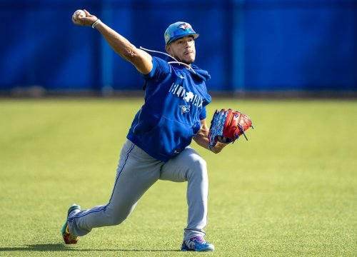 Toronto Blue Jays pitcher José Berríos throws at spring training in Dunedin, Fla. on Feb. 12, 2026. THE CANADIAN PRESS/Frank Gunn
