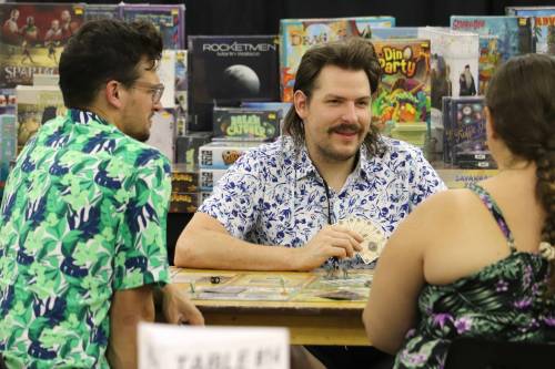Keith Csabak enjoys a round of Shadows Over Camelot during the opening hours of PrairieCon 2023 at the Brandon Curling Club. This year's PrairieCon takes place May 22-24 at the Keystone Centre. (The Brandon Sun files)