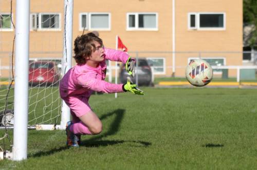 Vincent Massey Vikings goalkeeper Parker Cels has committed to the Brandon University men's soccer team for the 2026 MCAC season. (Thomas Friesen/The Brandon Sun)