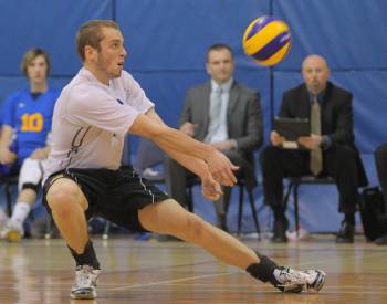 Scott Neufeld recorded 759 digs during his five years at Brandon University, a program record when he graduated. (Tim Smith/Brandon Sun)