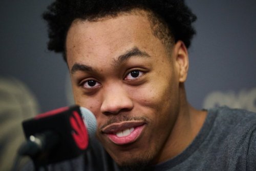 Toronto Raptors' Scottie Barnes speaks to media during an end-of-season availability in Toronto, on Monday, May 4, 2026. THE CANADIAN PRESS/Sammy Kogan