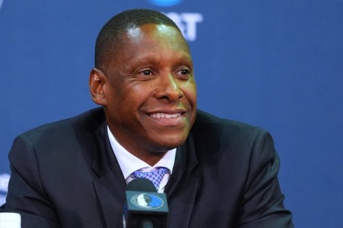 Dallas Mavericks' new team president Masai Ujiri smiles during an introductory NBA basketball news conference in Dallas, Tuesday, May 5, 2026. (AP Photo/LM Otero)