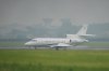 A plane carrying patients evacuated from the MV Hondius cruise ship with suspected hantavirus infection, lands at the Bourget airport, north of Paris, Sunday, May 10, 2026. (AP Photo/Thibault Camus)