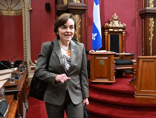 Quebec Premier Christine Fréchette in the red room of the National Assembly, May 12, 2026. THE CANADIAN PRESS/Jacques Boissinot