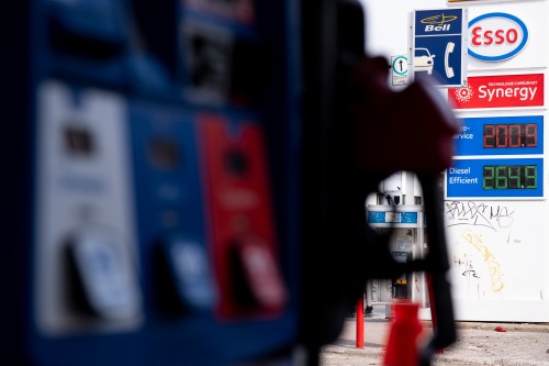 Diesel prices are seen at a gas station in Montreal on Thursday, April 9, 2026. THE CANADIAN PRESS/Christopher Katsarov