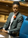 Health Minister Uzoma Asagwara listens as Lt.-Gov. Anita Neville delivers the throne speech at the Manitoba Legislature in Winnipeg on Tuesday, Nov. 18, 2025. THE CANADIAN PRESS/David Lipnowski