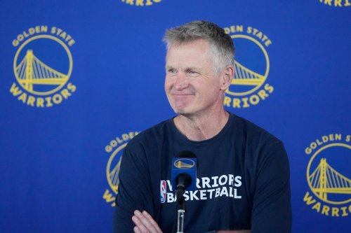 Golden State Warriors head coach Steve Kerr speaks during a news conference at the team's NBA basketball facility Friday, May 15, 2026, in San Francisco. (AP Photo/Jeff Chiu)