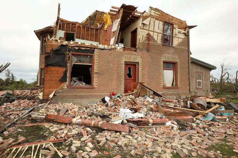The home belonging to Brian and Bernadine Brown south of Rossburn, Manitoba on Monday after a powerful tornado hit the property on Sunday evening while Brian and Bernadine were inside. Their home, several other buildings on the property, vehicles and hundreds of trees were all heavily damaged by the tornado, but luckily escaped uninjured. 
(Tim Smith/The Brandon Sun)