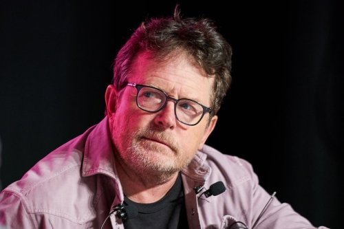 Michael J. Fox speaks at an event celebrating the 40th anniversary of the sci-fi adventure film 
