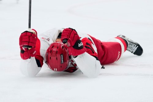 Carolina Hurricanes center Jordan Staal celebrates his goal during the third period in Game 4 of the NHL hockey Stanley Cup Final series against the Vegas Golden Knights, Tuesday, June 9, 2026, in Las Vegas. (AP Photo/John Locher)