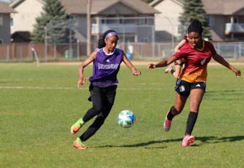 Iman Ahmed and the Vincent Massey girls soccer team are in the provincial quarterfinals this morning against the Oak Park Raiders. (Massimo De Luca-Taronno/The Brandon Sun)