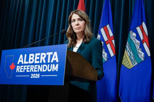 Alberta Premier Danielle Smith speaks during a news conference in Calgary, Alta. on May 22. Arguments around Alberta separation typically centre on the fairness of equalization payments, but the pro-unity side would do better to focus on the economic benefits of Confederation, Trevor Tombe writes. (The Canadian Press files)