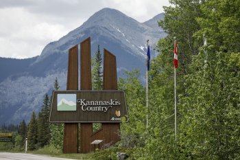 A sign marks the entrance to Kananaskis Country, Alta., Monday, June 2, 2025. THE CANADIAN PRESS/Jeff McIntosh