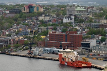 The offshore supply ship Paul A. Sacuta is seen moored in the port of St. John's, Nfld., Friday, June 23, 2023. THE CANADIAN PRESS/Adrian Wyld