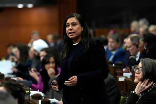 Secretary of State (Combatting Crime) Ruby Sahota rises during question period in the House of Commons on Parliament Hill in Ottawa on Thursday, Feb. 26, 2026. THE CANADIAN PRESS/Justin Tang