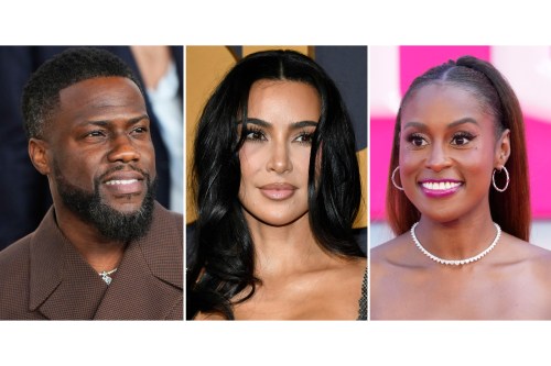 In this combination photo, Kevin Hart attends the 