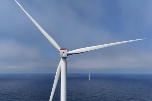 FILE - Turbines are visible at Sunrise Wind offshore wind farm that is under construction off the coast of Montauk Point, New York, April 23, 2026. (AP Photo/Joshua A. Bickel)