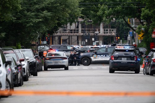 Police respond to a shooting in the Côte-des-Neiges district of Montreal on Monday, June 22, 2026. THE CANADIAN PRESS/Christopher Katsarov