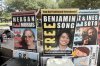 Supporters of protesters convicted over a shooting outside a Texas immigration detention center display signs in support of the defendants outside a federal courthouse in Fort Worth, Texas on Tuesday, June 23, 2026. (AP Photo/Kendria LaFleur)