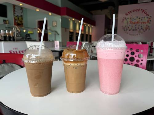 Classic dirty Dr Pepper, dalgona plain iced coffee and dirty Alani from The Sweet Tooth of Brandon. (Photos by Skye Anderson/The Brandon Sun)