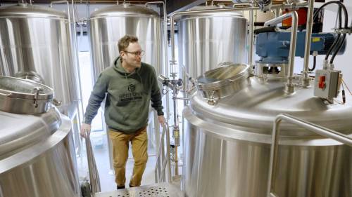 Sid Stevenson keeps an eye on brewing beer in the kettle room at Section 6 Brewery. (Photo supplied by Section 6 Brewery)