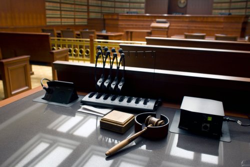 FILE — This Jan. 14, 2013, file photo shows a gavel sits on a desk inside the Court of Appeals at the Ralph L. Carr Colorado Judicial Center in Denver. (AP Photo/Brennan Linsley, File)