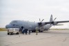 A Royal Canadian Air Force CC-130H Hercules is on the tarmac of Saskatoon John G. Diefenbaker Airport in Sask., Saturday, Sept. 30, 2023. THE CANADIAN PRESS/Heywood Yu