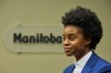 Minister of Health, Seniors & Long-Term Care Uzoma Asagwara speaks during a press conference announcing that a second child from Gaza has been brought to Winnipeg for medical care in Winnipeg, Friday, May 9, 2025. THE CANADIAN PRESS/David Lipnowski