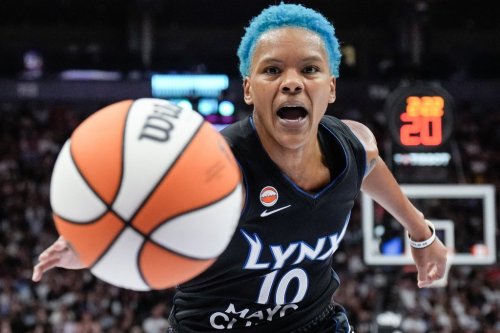 Minnesota Lynx guard Courtney Williams (10) reaches for a loose ball during first half WNBA basketball action against Toronto Tempo in Toronto on Thursday, July 30, 2026. THE CANADIAN PRESS/Chris Young