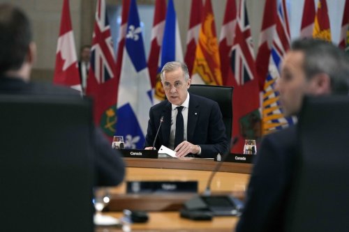 Prime Minister Mark Carney speaks at a meeting with premiers in Ottawa on Thursday, Jan. 29, 2026. THE CANADIAN PRESS/Justin Tang