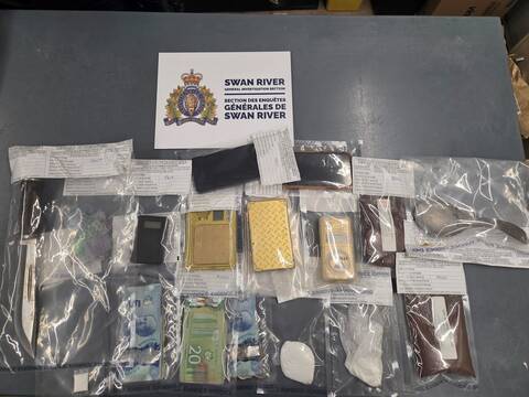 Swan River RCMP have seized cocaine, various drug paraphernalia, more than $1,500 in cash and three pellet guns in an ongoing drug trafficking investigation on Friday. (Supplied)