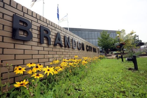 Flowers bloom outside Brandon City Hall. (Tim Smith/The Brandon Sun files)