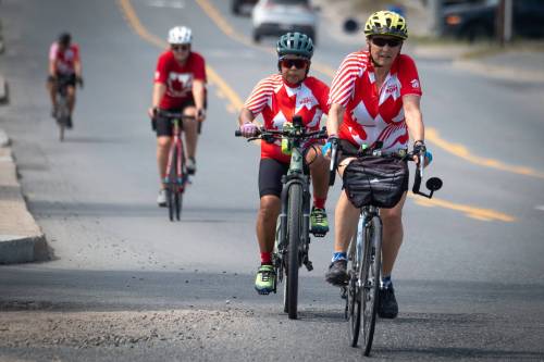 Cyclists are seen during the 2025 annual Cycle of Hope to Kenora, Ont. This year, cyclists are touring southern Manitoba, with an overnight stay in Brandon. (Photo by Tom Thomson/courtesy of Habitat for Humanity)