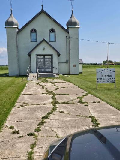 The Manitoba government has provided a $100,000 grant to help repair the foundation of the St. John the Baptist Ukrainian Catholic Church, built in 1938, in Fork River, Man. (Supplied)