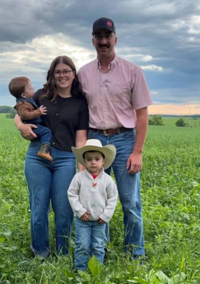 Connor and Kyla English, standing alongside Brian and Leanne English, are among seven finalists for the Environmental Stewardship Award, presented every other year by the Canadian Cattle Association. (Supplied)