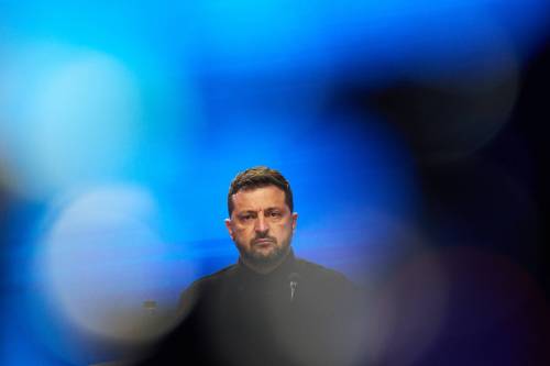 Ukraine President Volodymyr Zelenskyy attends a joint news conference during the Coalition of the Willing summit in Kyiv on Monday. (The Associated Press)