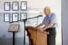 Roy Sobchuk speaks after being inducted into the Brandon Municipal Airport Wall of Fame during a ceremony at the airport on Thursday. Len Fisher and Cecil Leech were the other 2026 inductees. (Tim Smith/The Brandon Sun)
