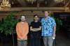 Noel Bernier (right), co-founder of Hermanos South American Steakhouse, stands inside the Brandon Firehall Steakhouse with cleaner and dishwasher Tristan Konkin (left) and line-cook Ganesh Chand on Thursday. (Tim Smith/The Brandon Sun)