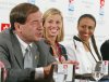 Former Canadian Olympians Otto Jelinek (L-R) Catriona le May Doan and Charmaine Crooks attend a news conference in Prague, Czech Republic Monday, June 30, 2003, as a part of the 2010 Olympic bid for Vancouver. (CP PHOTO/Jonathan Hayward)