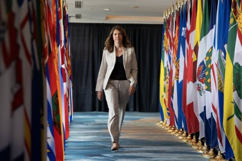 Alberta Premier Danielle Smith is pictured arriving ahead of the First Ministers Meeting with Prime Minister Mark Carney in Charlottetown on Thursday July 23, 2026. THE CANADIAN PRESS/Darren Calabrese