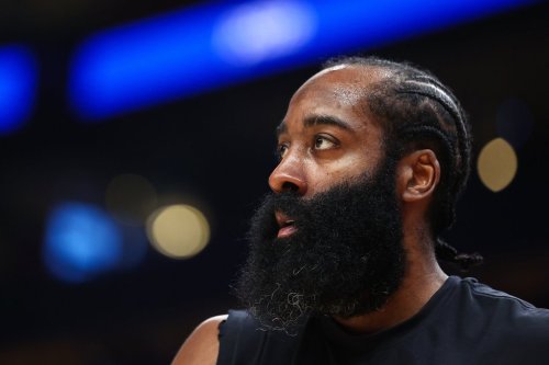 FILE - Cleveland Cavaliers guard James Harden warms up before an NBA basketball game against the Atlanta Hawks, April 10, 2026, in Atlanta. (AP Photo/Colin Hubbard, File)