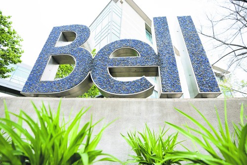 Bell signage is seen at BCE Inc., headquarters in Montreal in May 7, 2025. (The Canadian Press files)