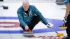 Team Wild Card Three skip Glenn Howard makes a shot  as he plays Team Yukon at the Brier in Calgary, Alta., Sunday, March 7, 2021.THE CANADIAN PRESS/Jeff McIntosh