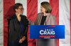 U.S. Rep. Angie Craig, D-Minn., right, candidate for U.S Senate, stands on stage next to her wife Cheryl Greene during an election night event on Tuesday, Aug. 11, 2026, in St. Paul, Minn. (AP Photo/Abbie Parr)