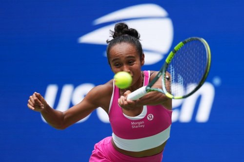 Leylah Fernandez, of Canada, returns the ball to Jessica Pegula, of the United States, during the third round of the U.S. Open tennis championships Friday, Sept. 4, 2026, in New York. (AP Photo/Kirsty Wigglesworth)