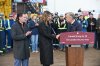 From left, Scott Burrows, CEO of the Pembina Pipeline Corp, Alberta Premier Danielle Smith and Prime Minister Mark Carney shake hands after speaking in Fort McMurray on Thursday Oct 1, 2026. Prime Minister Mark Carney declared the Pacific Link pipeline project to be in the national interest. THE CANADIAN PRESS/Greg Halinda