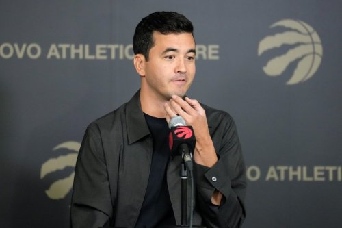 Toronto Raptors general manager and executive Vice President Bobby Webster addresses the media in Toronto on Thursday, Sept. 24 2026. THE CANADIAN PRESS/Chris Young