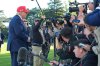 President Donald Trump speaks with reporters after arriving on Marine One from the South Lawn of the White House, Tuesday, Oct. 6, 2026, in Washington. (AP Photo/Alex Brandon)